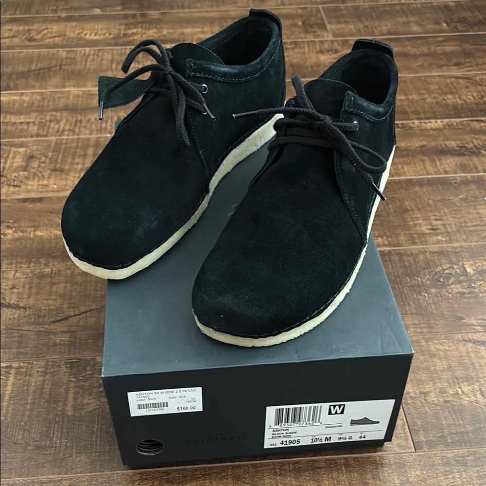 Clark’s Ashton Black Suede, men’s 10.5